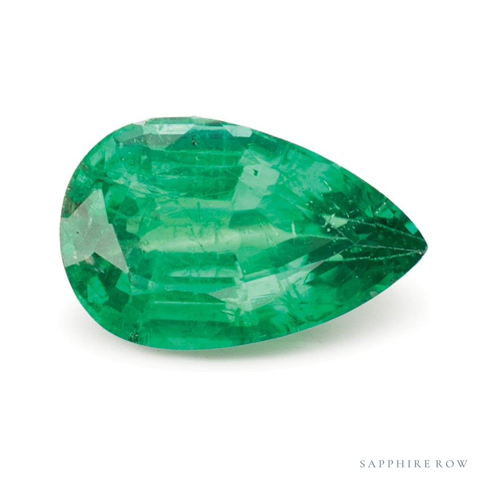 0.79 ct natural green emerald from Zambia, pear cut | Sapphire Row