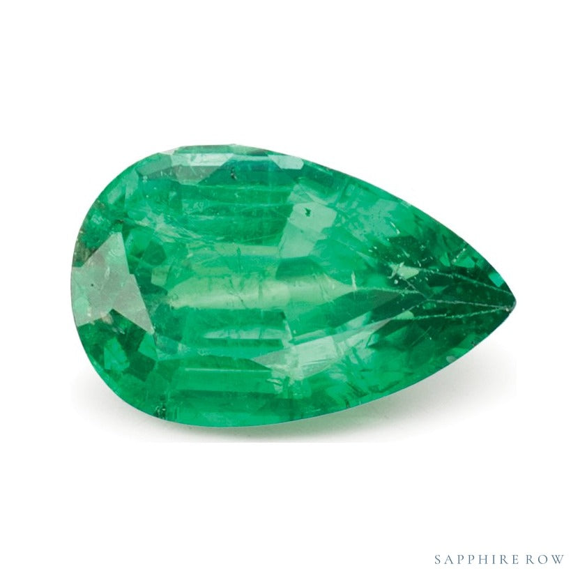 0.79 ct natural green emerald from Zambia, pear cut | Sapphire Row · cut4 · cut5