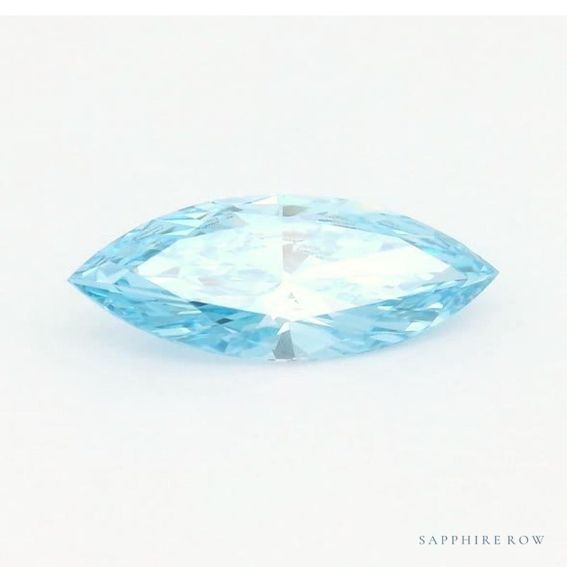 0.81 ct lab-grown fancy vivid blue diamond, marquise cut | Sapphire Row · cut7