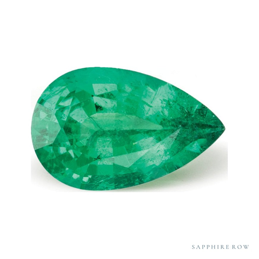0.81 ct Natural Green Emerald (Oiled) – Pear Cut – Zambia — Sapphire Row · cut7