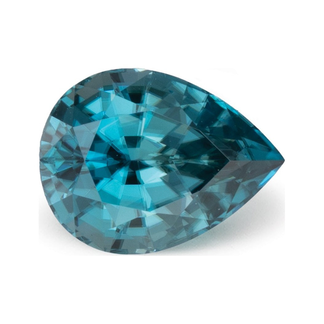 3.89 ct Natural Blue Zircon – Pear Cut — Sapphire Row · cut7