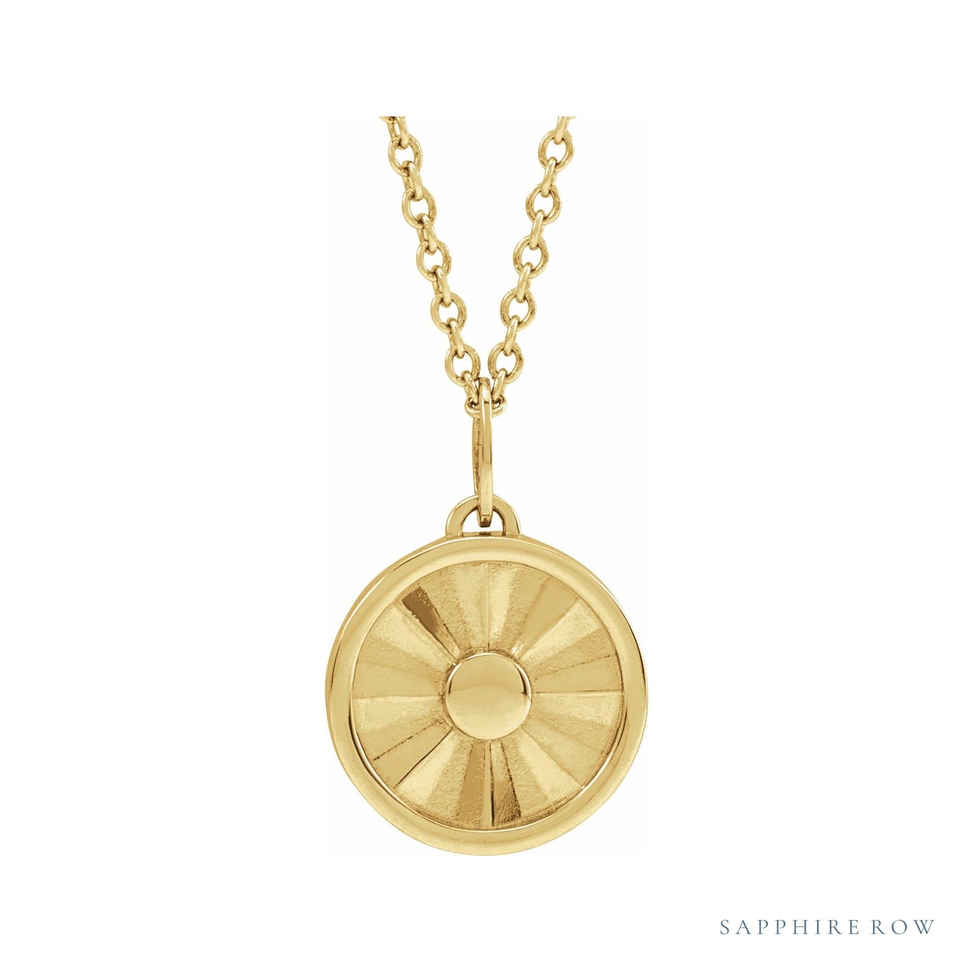 Sapphire Row Gold SunDisc Necklace in Yellow Gold